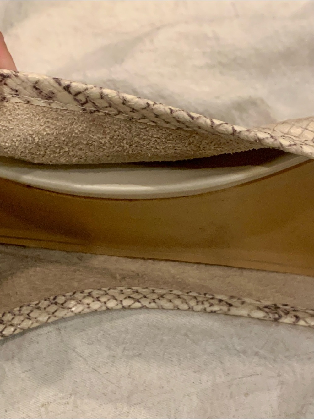Vionic Callisto Ballet Flats Cream Embossed Snake Skin Leather Orthotic - Picture 3 of 14